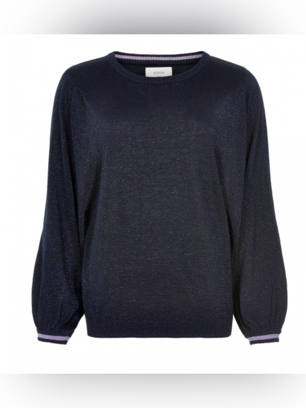 Nümph Y2K Women’s Navy Metallic Crew Neck Pullover Sweater Scandinavian designer